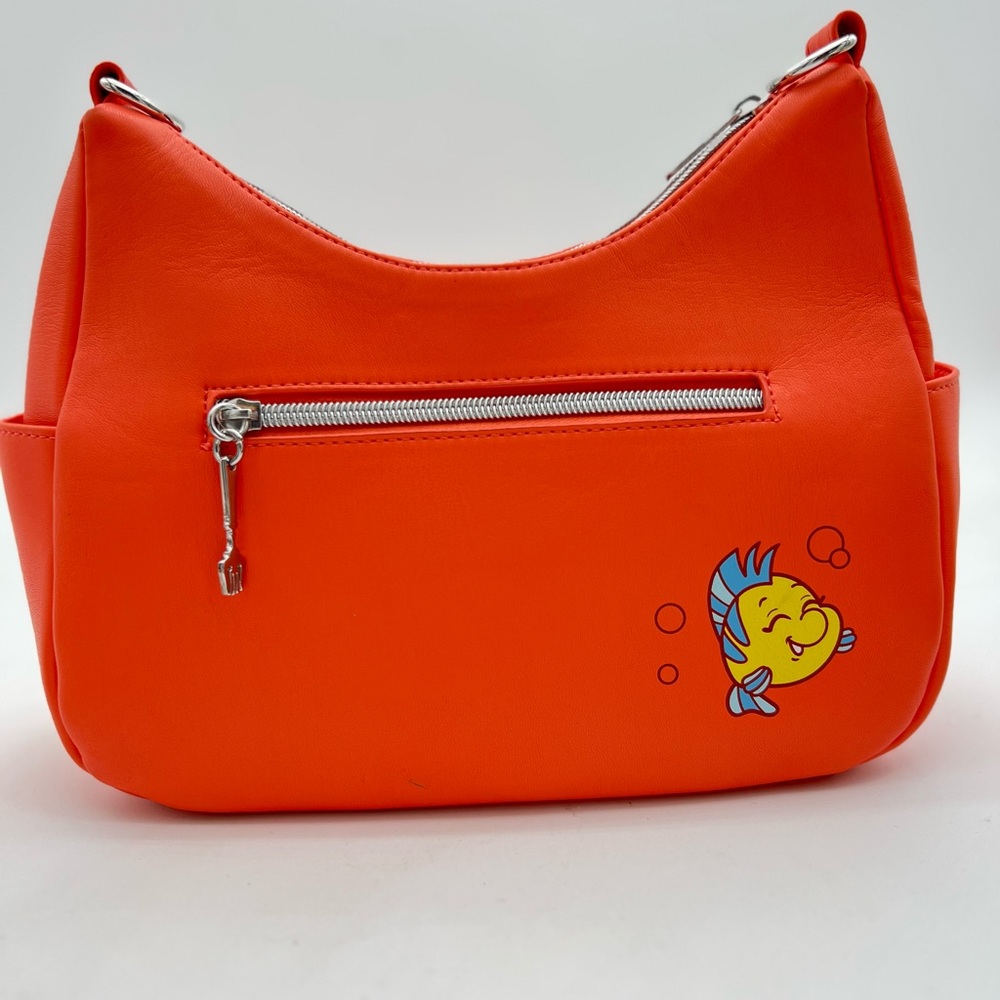 Loungefly Disney The Little Mermaid Flounder Hobo Bag with Dinglehopper Zipper